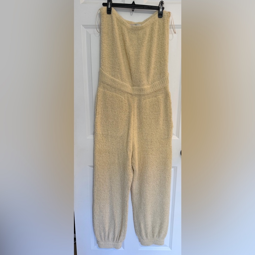 Cozy High-Waist Knit jumpsuit  - Cream